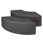 Ottoman en peluche semi-circulaire, noir/vert/bleu sarcelle/gris/bleu, lot de 2
