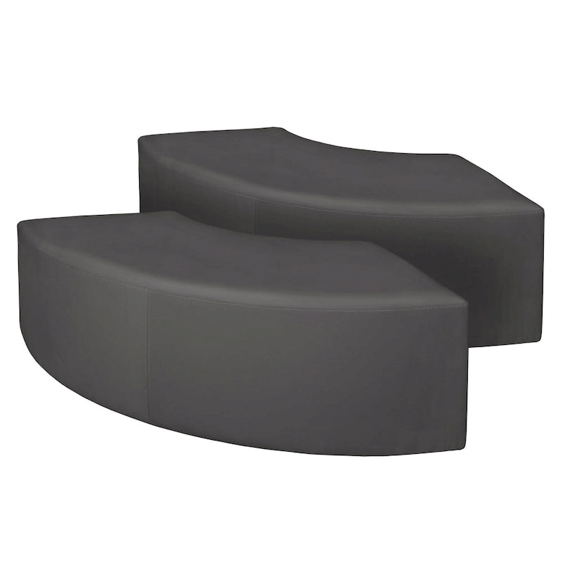 Ottoman en peluche semi-circulaire, noir/vert/bleu sarcelle/gris/bleu, lot de 2