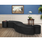 Ottoman en peluche semi-circulaire, noir/vert/bleu sarcelle/gris/bleu, lot de 2
