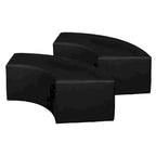 Ottoman en peluche semi-circulaire, noir/vert/bleu sarcelle/gris/bleu, lot de 2