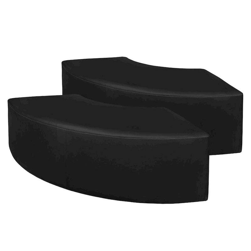 Ottoman en peluche semi-circulaire, noir/vert/bleu sarcelle/gris/bleu, lot de 2