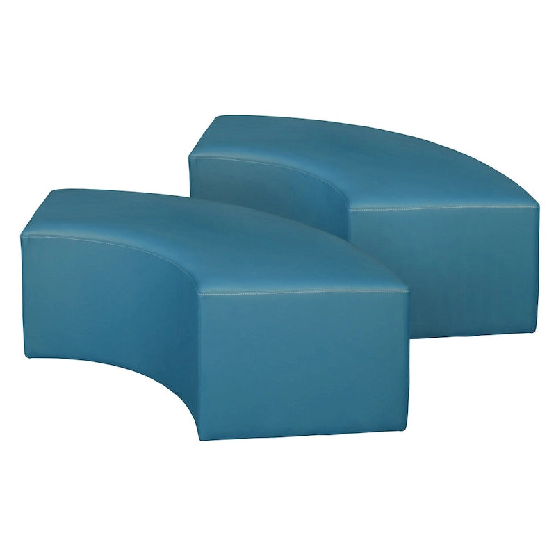 Ottoman en peluche semi-circulaire, noir/vert/bleu sarcelle/gris/bleu, lot de 2