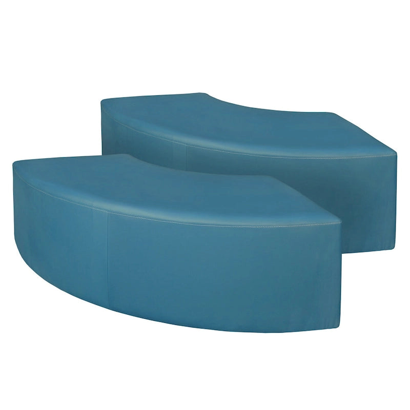 Ottoman en peluche semi-circulaire, noir/vert/bleu sarcelle/gris/bleu, lot de 2