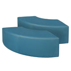 Ottoman en peluche semi-circulaire, noir/vert/bleu sarcelle/gris/bleu, lot de 2