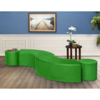Ottoman en peluche semi-circulaire, noir/vert/bleu sarcelle/gris/bleu, lot de 2