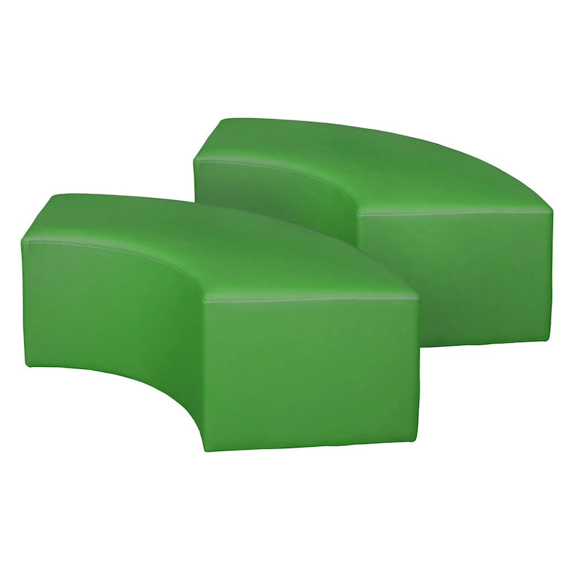 Ottoman en peluche semi-circulaire, noir/vert/bleu sarcelle/gris/bleu, lot de 2