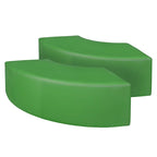 Ottoman en peluche semi-circulaire, noir/vert/bleu sarcelle/gris/bleu, lot de 2