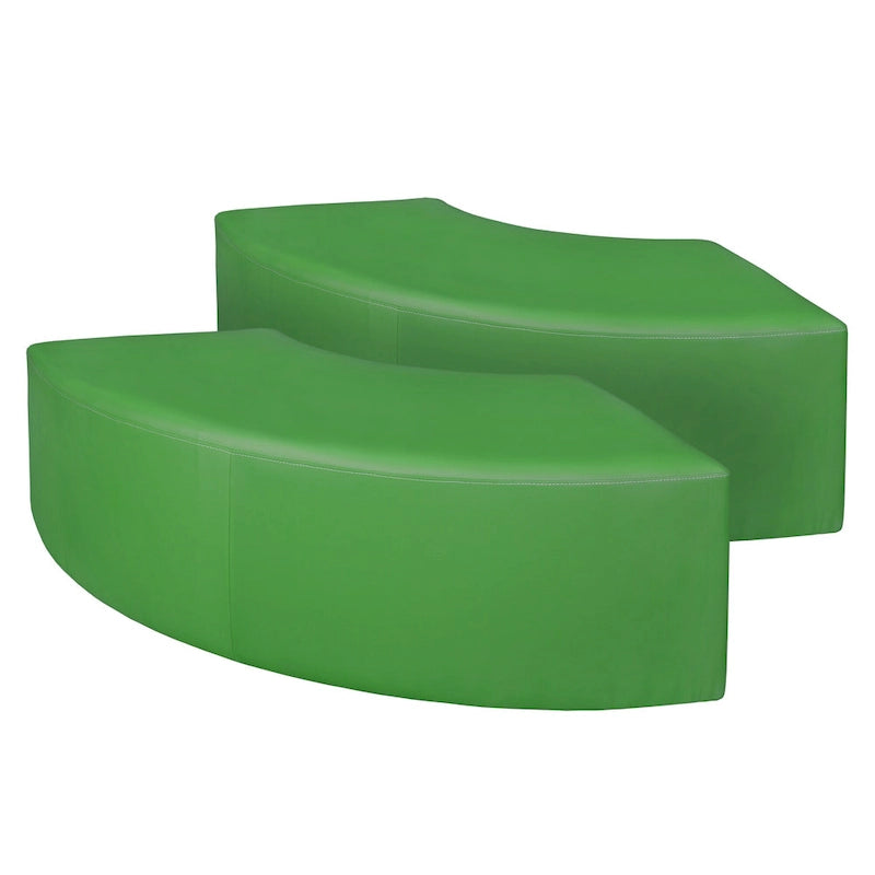 Ottoman en peluche semi-circulaire, noir/vert/bleu sarcelle/gris/bleu, lot de 2