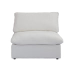 Canapé modulable d'angle en lin gris/noir/blanc avec ottoman, 6 places
