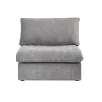 Canapé modulable d'angle en lin gris/noir/blanc avec ottoman, 6 places