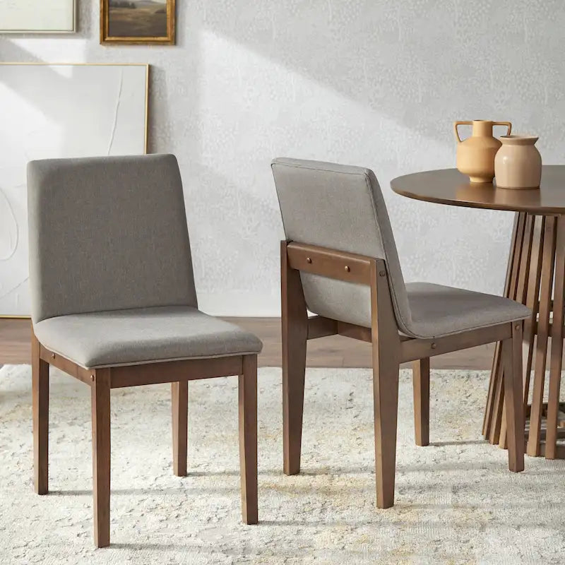 Chaise de salle à manger capitonnée noyer et noir, style Mid-Century, lot de 2
