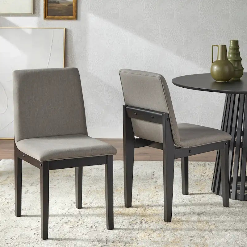 Chaise de salle à manger capitonnée noyer et noir, style Mid-Century, lot de 2