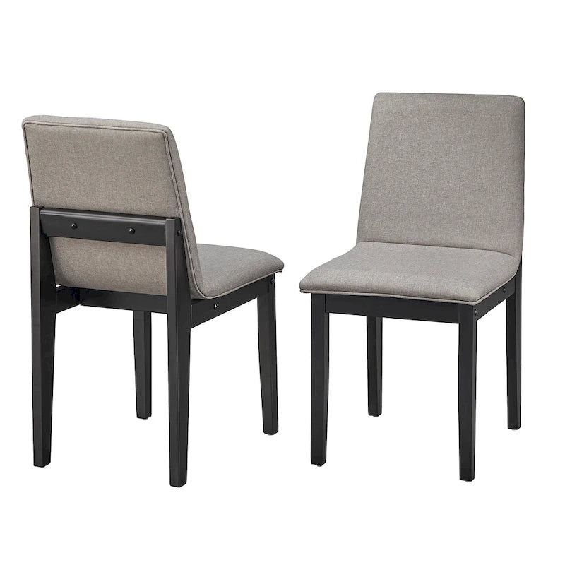 Chaise de salle à manger capitonnée noyer et noir, style Mid-Century, lot de 2