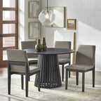Chaise de salle à manger capitonnée noyer et noir, style Mid-Century, lot de 2