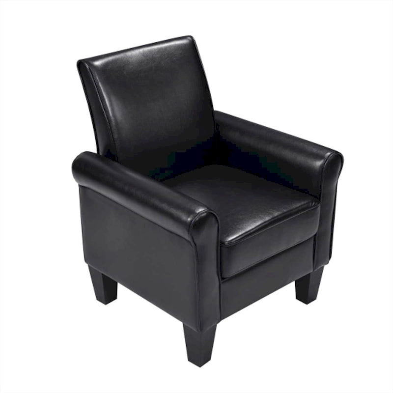 Fauteuil d'appoint en cuir PU noir/gris foncé avec pouf, 1 place