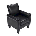 Fauteuil d'appoint en cuir PU noir/gris foncé avec pouf, 1 place