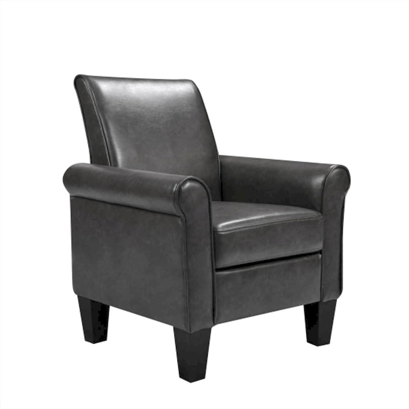Fauteuil d'appoint en cuir PU noir/gris foncé avec pouf, 1 place