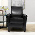 Fauteuil d'appoint en cuir PU noir/gris foncé avec pouf, 1 place