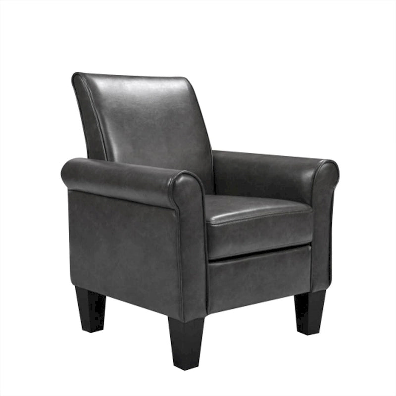 Fauteuil d'appoint en cuir PU noir/gris foncé avec pouf, 1 place