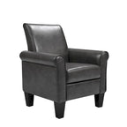 Fauteuil d'appoint en cuir PU noir/gris foncé avec pouf, 1 place
