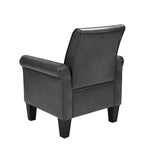 Fauteuil d'appoint en cuir PU noir/gris foncé avec pouf, 1 place