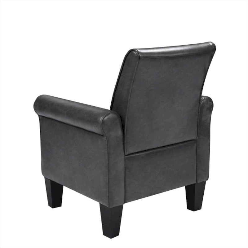 Fauteuil d'appoint en cuir PU noir/gris foncé avec pouf, 1 place