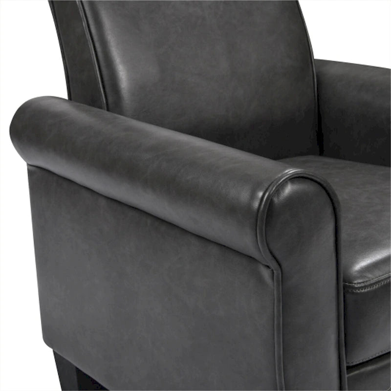Fauteuil d'appoint en cuir PU noir/gris foncé avec pouf, 1 place