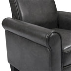 Fauteuil d'appoint en cuir PU noir/gris foncé avec pouf, 1 place