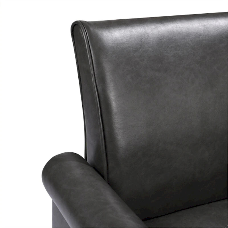 Fauteuil d'appoint en cuir PU noir/gris foncé avec pouf, 1 place