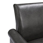 Fauteuil d'appoint en cuir PU noir/gris foncé avec pouf, 1 place