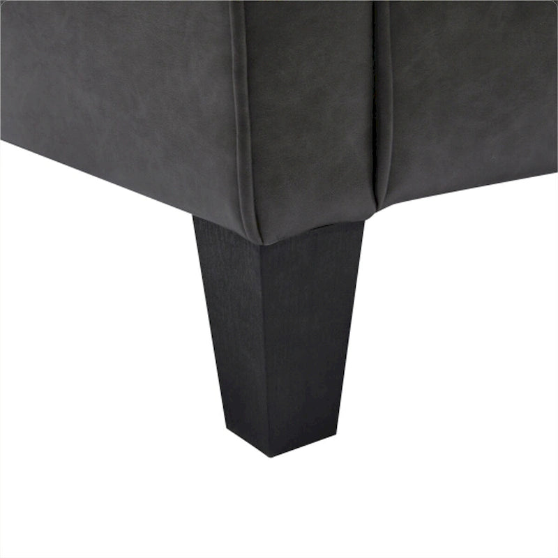 Fauteuil d'appoint en cuir PU noir/gris foncé avec pouf, 1 place