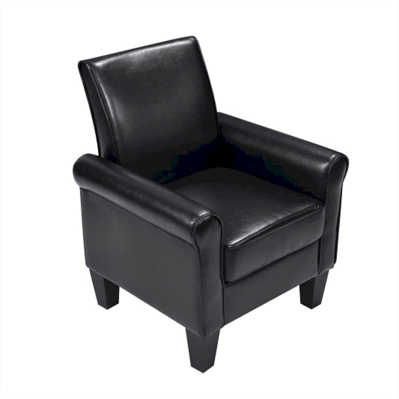 Fauteuil d'appoint en cuir PU noir/gris foncé avec pouf, 1 place
