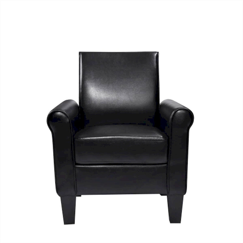 Fauteuil d'appoint en cuir PU noir/gris foncé avec pouf, 1 place