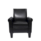 Fauteuil d'appoint en cuir PU noir/gris foncé avec pouf, 1 place
