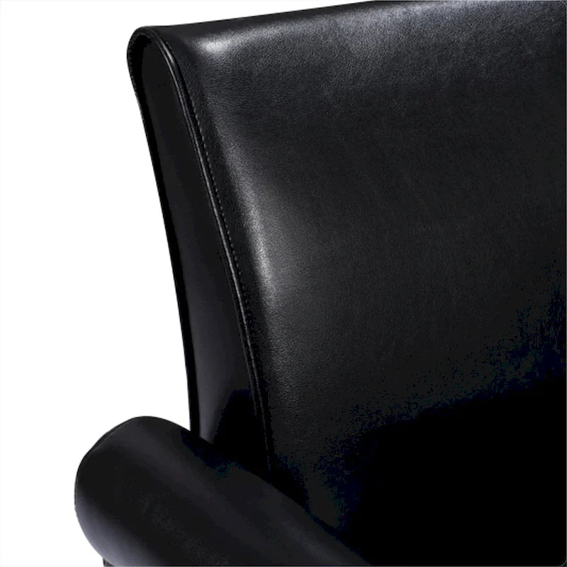 Fauteuil d'appoint en cuir PU noir/gris foncé avec pouf, 1 place