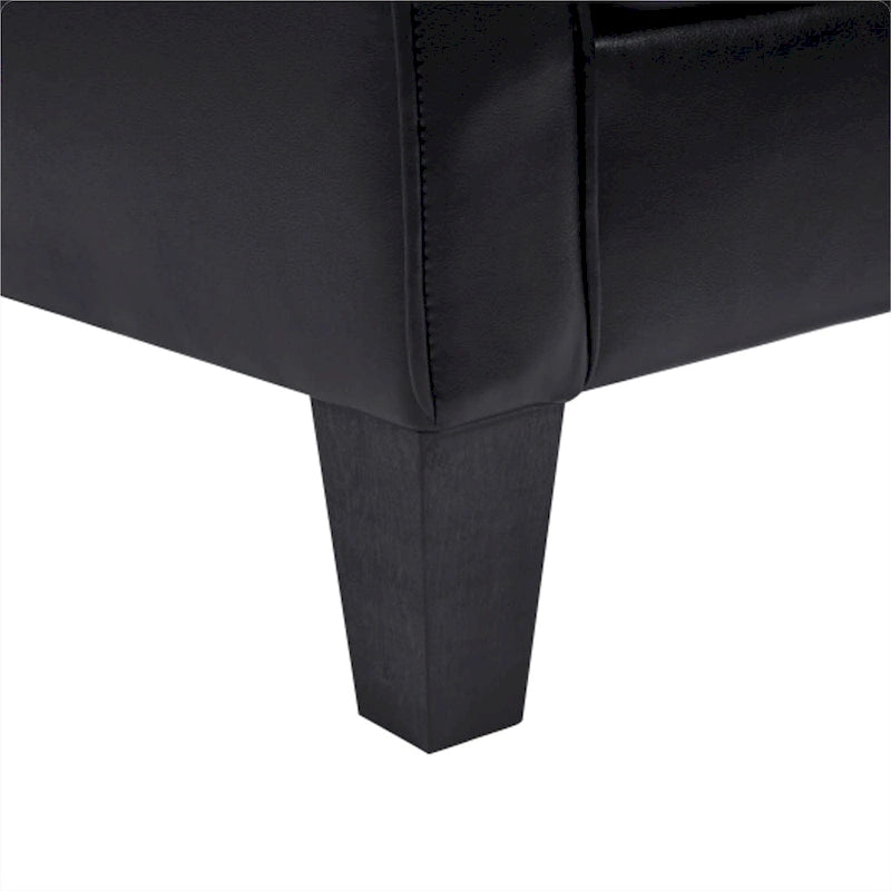 Fauteuil d'appoint en cuir PU noir/gris foncé avec pouf, 1 place