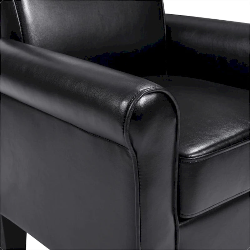 Fauteuil d'appoint en cuir PU noir/gris foncé avec pouf, 1 place