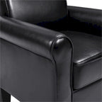 Fauteuil d'appoint en cuir PU noir/gris foncé avec pouf, 1 place