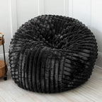 Pouf géant en fausse fourrure, Noir/Bleu Nuit/Gris/Ivoire, 2-3 personnes, 1,50 m