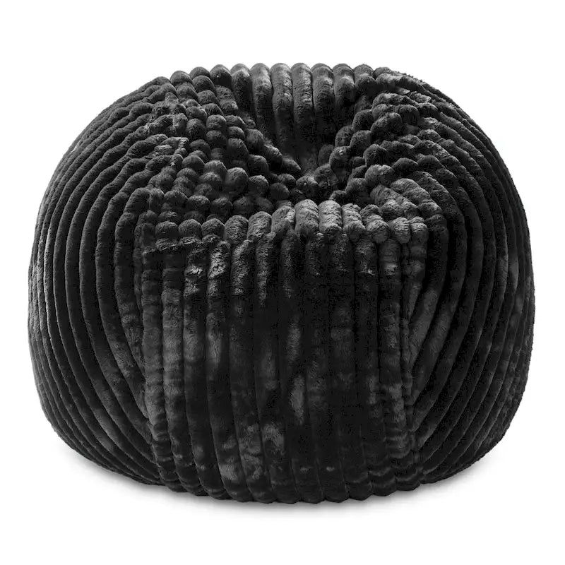 Pouf géant en fausse fourrure, Noir/Bleu Nuit/Gris/Ivoire, 2-3 personnes, 1,50 m