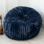 Pouf géant en fausse fourrure, Noir/Bleu Nuit/Gris/Ivoire, 2-3 personnes, 1,50 m
