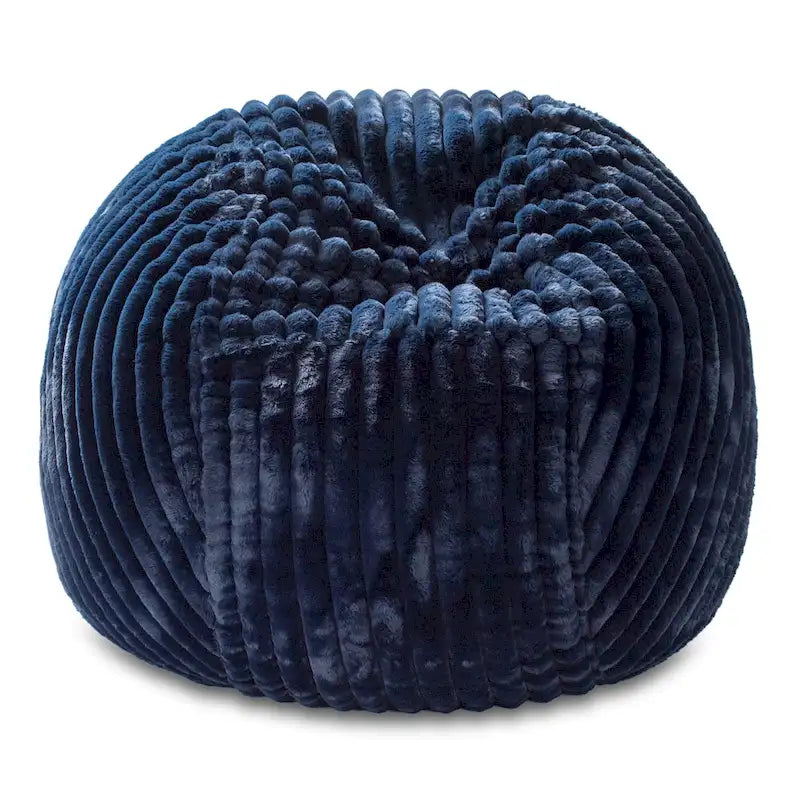 Pouf géant en fausse fourrure, Noir/Bleu Nuit/Gris/Ivoire, 2-3 personnes, 1,50 m