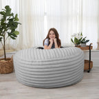 Pouf géant en fausse fourrure, Noir/Bleu Nuit/Gris/Ivoire, 2-3 personnes, 1,50 m