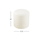 Ottoman rond – Similicuir caramel / Bouclé crème et blanc, Une place