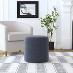 Ottoman rond – Similicuir caramel / Bouclé crème et blanc, Une place