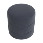 Ottoman rond – Similicuir caramel / Bouclé crème et blanc, Une place