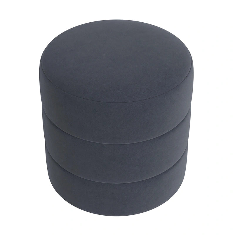 Ottoman rond – Similicuir caramel / Bouclé crème et blanc, Une place