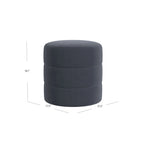 Ottoman rond – Similicuir caramel / Bouclé crème et blanc, Une place