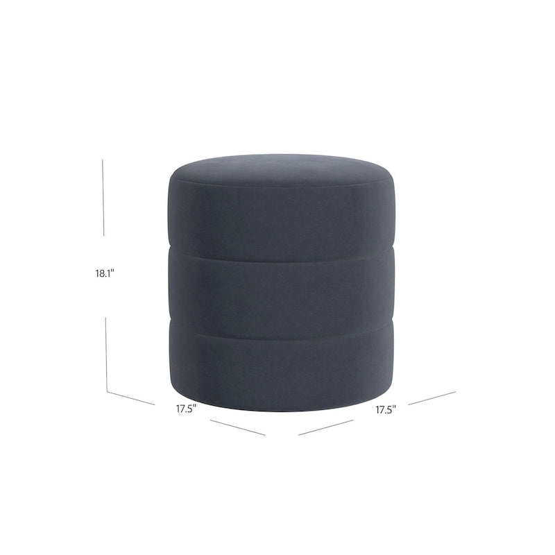 Ottoman rond – Similicuir caramel / Bouclé crème et blanc, Une place