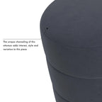 Ottoman rond – Similicuir caramel / Bouclé crème et blanc, Une place